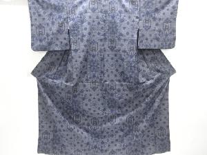 クリスマスセール大特価品　花更紗模様織り出し本場泥大島紬着物(5マルキ)